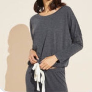 Eberjey Heather Cotton Blend Top and Pant, Charcoal Heather, Medium